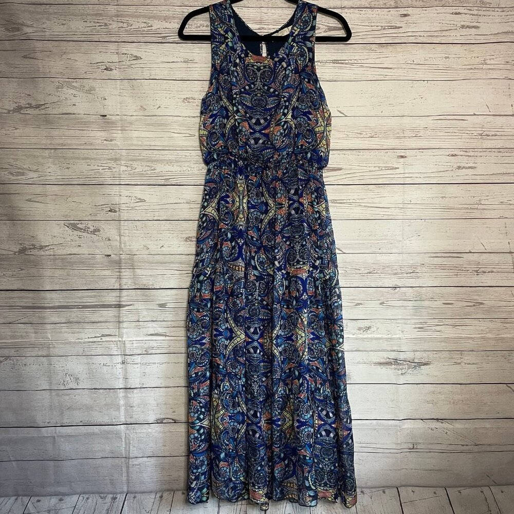 Lara Guidotti Abstract Art‎ Silk Blend Sleeveless Dress, Size Medium